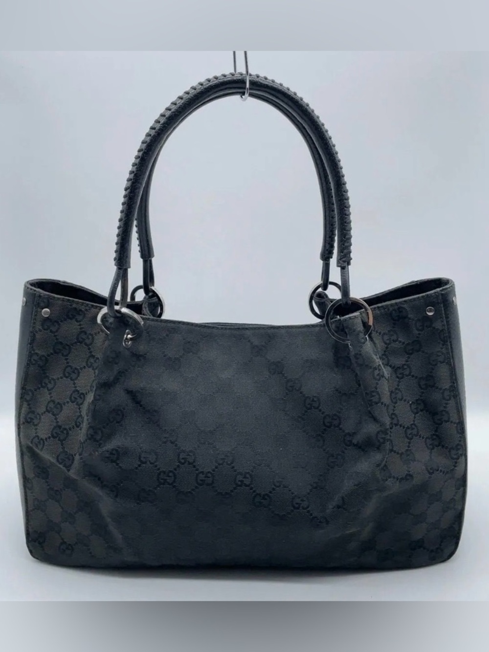 Authentic Gucci GG Canvas Leather
Black Hand Bag - Picture 2 of 10